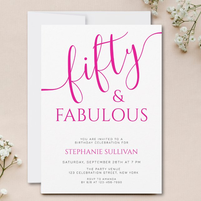 Invitation Fête d'anniversaire 50 ans et fabuleuse (Créateur téléchargé)