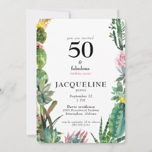 Invitation Fête d'anniversaire 50 ans et fabuleuse