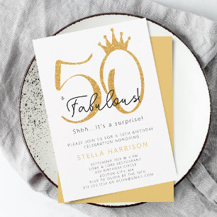 Invitation Fête d'anniversaire 50 ans et fabuleuse avec paill