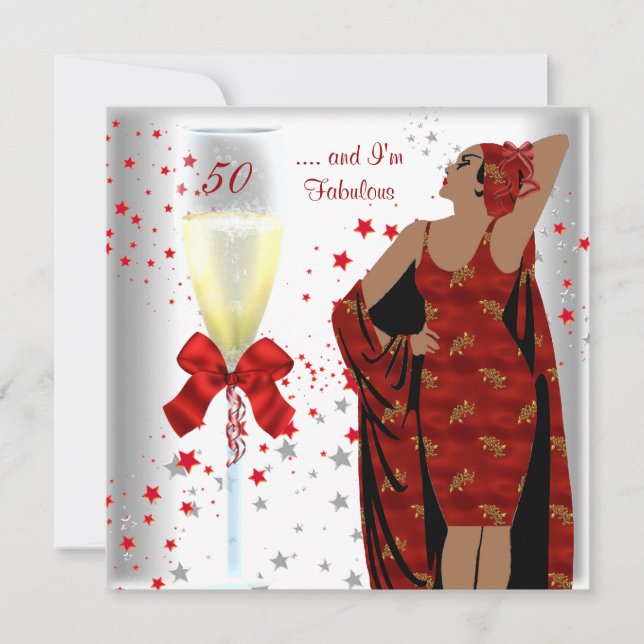 Invitation Fête d'anniversaire 50 ans Fabuluseuse rétro diva  (Devant)