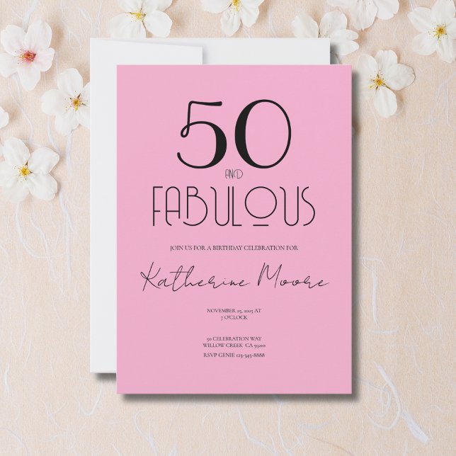 Invitation Fête d'anniversaire 50 ans Fifty and Fabulous  (Créateur téléchargé)