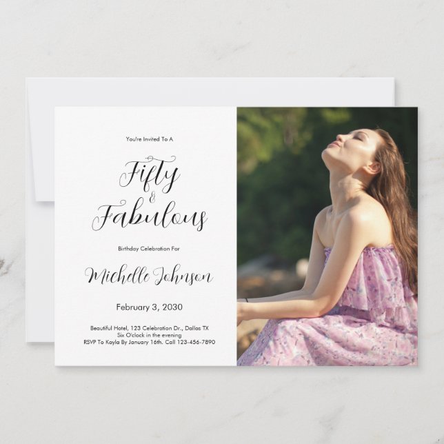 Invitation Fête d'anniversaire 50 ans Fifty & Fabulous (Devant)