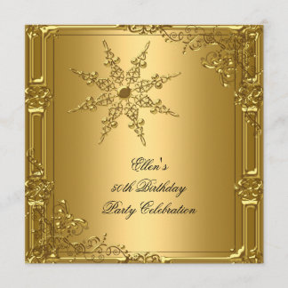 Invitation Fête d'anniversaire 50 ans Flocon de neige doré