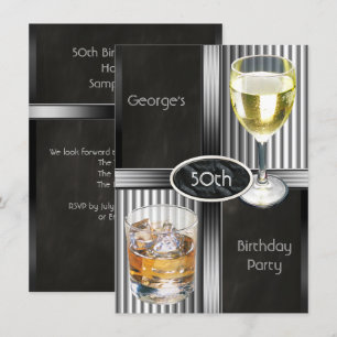 Invitation Fête d'anniversaire 50 ans homme boissons tableau