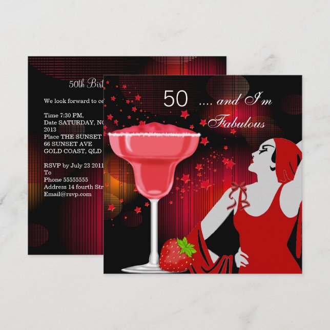 Invitation Fête d'anniversaire 50 ans Incroyable diva 50 ans  (Devant / Derrière)