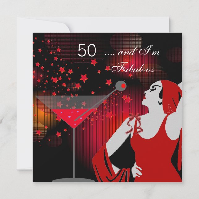 Invitation Fête d'anniversaire 50 ans Incroyable diva 50 Roug (Devant)
