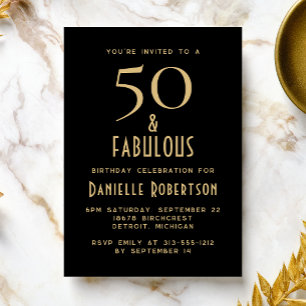 Invitation Fête d'anniversaire 50 ans minimaliste et fabuleus
