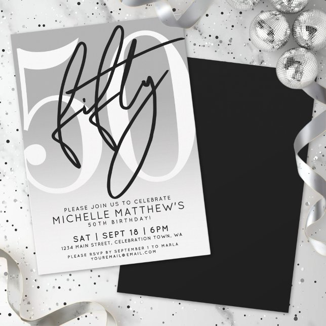 Invitation Fête d'anniversaire 50 ans moderne (Modern 50th Birthday Party Invitation)