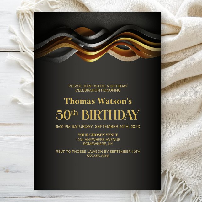 Invitation Fête d'anniversaire 50 ans Orange Moderne (Créateur téléchargé)