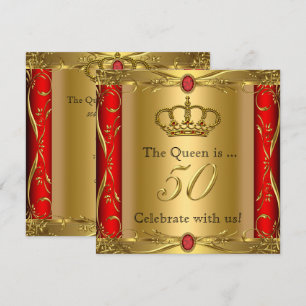 Invitation Fête d'anniversaire 50 ans Reine ou Roi Royale Rou