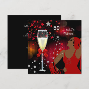 Invitation Fête d'anniversaire 50 ans Rétro Diva Fabuleux Rou