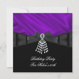 Invitation Fête d'anniversaire 50 ans Soie violette Bijou Noi