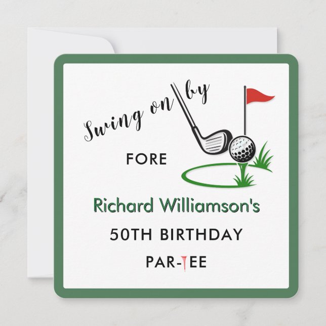 Invitation Fête d'anniversaire 50 ans thème golf hommes (Devant)