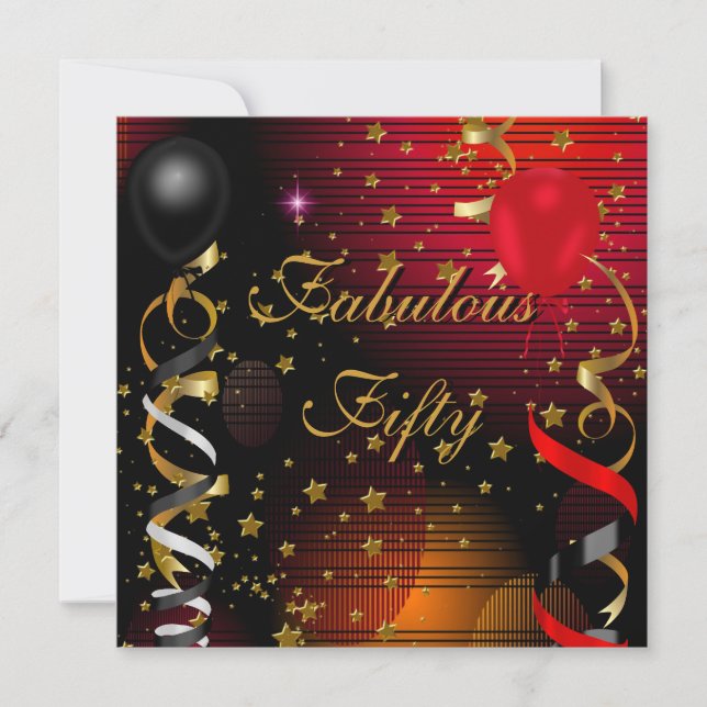 Invitation Fête d'anniversaire 50 Cinquante ans Fantastique É (Devant)