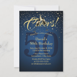 Invitation Fête d'anniversaire 50e Parties scintillant d'or b