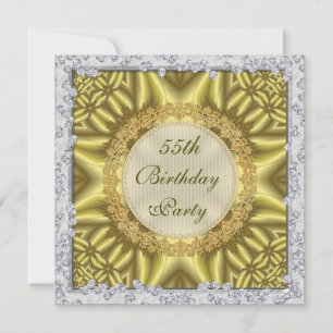 Invitation Fête d'anniversaire 55 ans Glamour Or & Argent