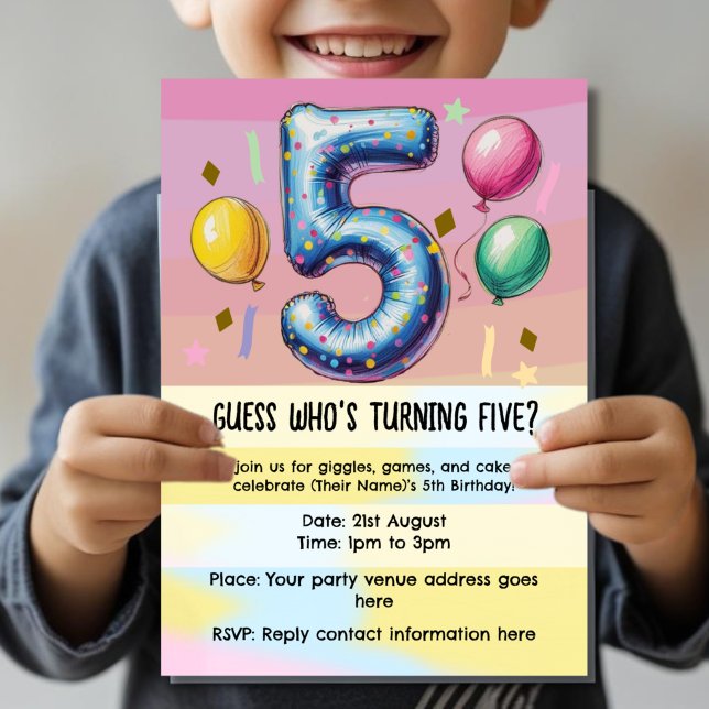 Invitation fête d'anniversaire 5 ans sans thème (Créateur téléchargé)