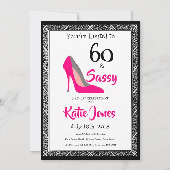 Invitation Fête d'anniversaire 60 ans 60 et Sassy (Devant)
