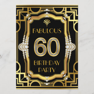 Invitation Fête d'anniversaire 60 ans Art déco