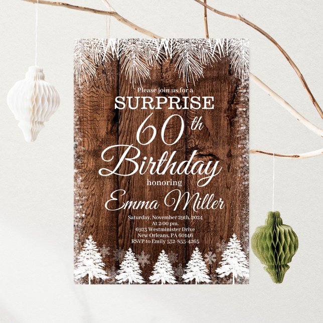 Invitation Fête d'anniversaire 60 ans d'hiver (Créateur téléchargé)