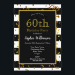 Invitation Fête d'anniversaire 60 ans Noir et Blanc | Paillet<br><div class="desc">Fête d'anniversaire 60 ans| Noir et Blanc avec motif pailleté or. Il s'agit d'un modèle prêt à recevoir vos détails de fête.</div>