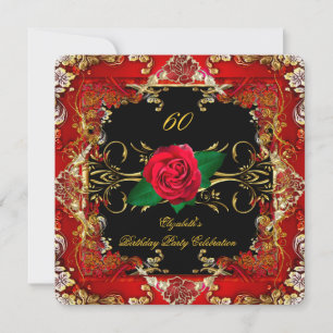 Invitation Fête d'anniversaire 60 ans Orné Or Rose Noir Or 2