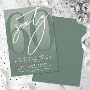 Invitation Fête d'anniversaire 60 ans vert sauge