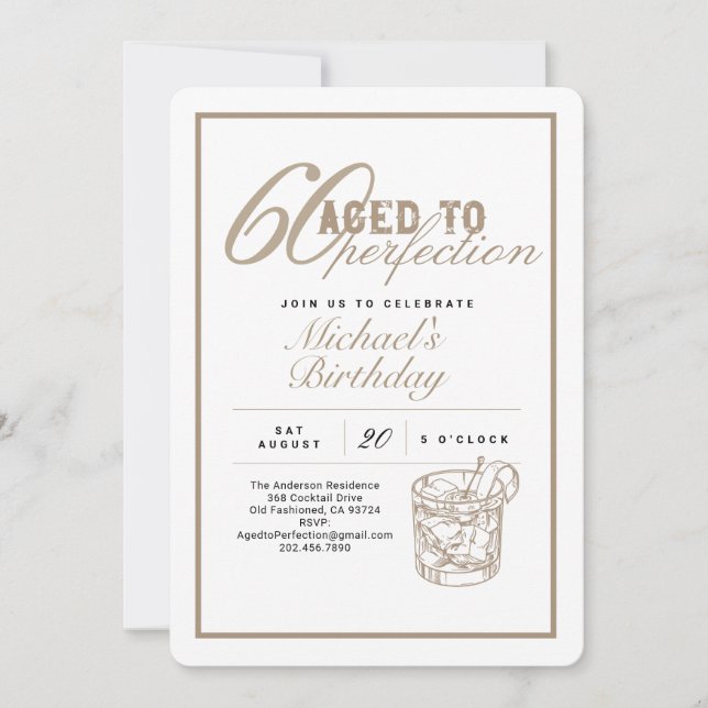Invitation Fête d'anniversaire 60 ans Vieilli à la perfection (Devant)