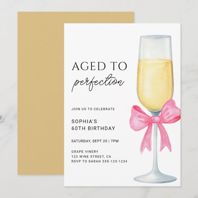 Invitation Fête d'anniversaire 60 ans : Vin Vieilli à la Perf (Devant / Derrière)
