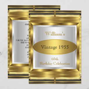 Invitation Fête d'anniversaire 60 ans Vintage Rétro Gatsby Dé