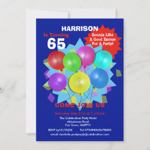 Invitation Fête d'anniversaire 65e jalon Invitat personnalisé