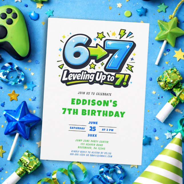Invitation Fête d'anniversaire 6 7 Seven tendance (Créateur téléchargé)
