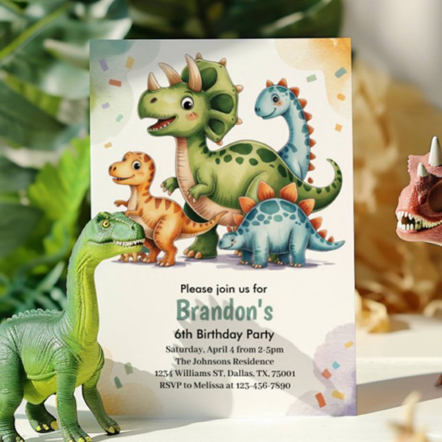 Invitation Fête d'anniversaire 6 ans dinosaure pour enfants m (Créateur téléchargé)