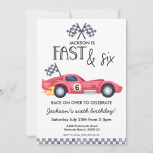 Invitation Fête d'anniversaire 6 ans Fast & sixth voiture de