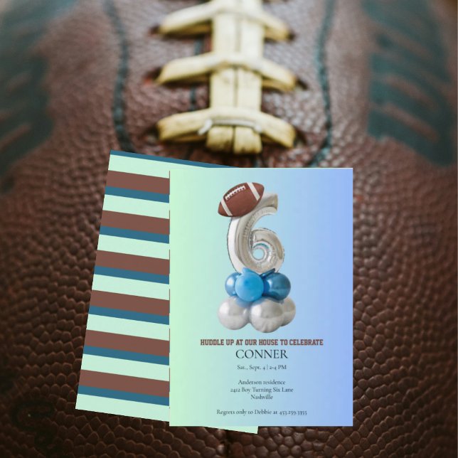 Invitation Fête d'anniversaire 6 ans Gradient Football (Créateur téléchargé)