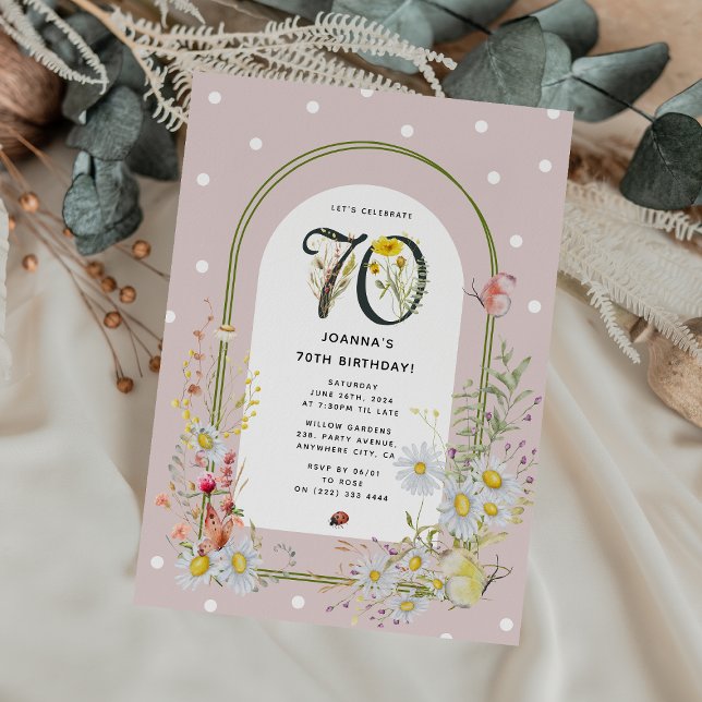Invitation Fête d'anniversaire 70 ans Arche florale botanique (Créateur téléchargé)
