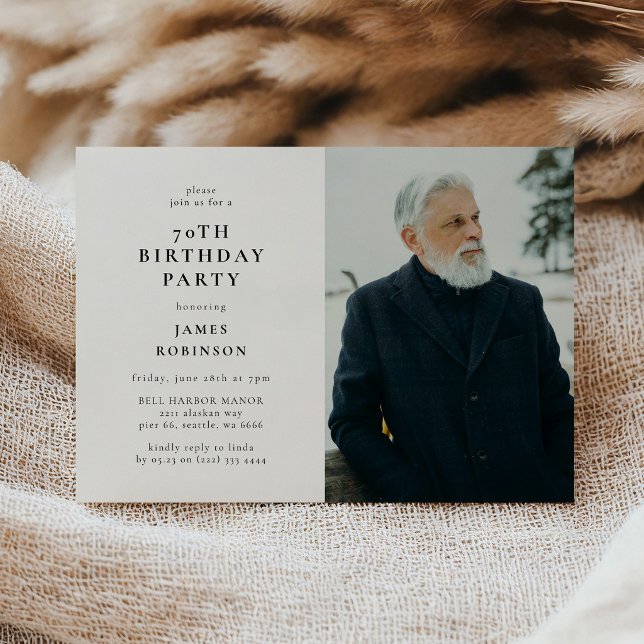 Invitation Fête d'anniversaire 70 ans avec photo moderne (Créateur téléchargé)