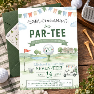 Invitation fête d'anniversaire 70 ans golf aquarel