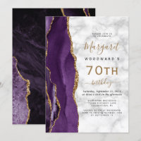 Fête d'anniversaire 70 ans Marbre Agate Or Pourpre