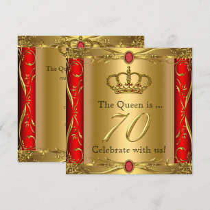 Invitation Fête d'anniversaire 70 ans Reine ou Roi Royale Rou