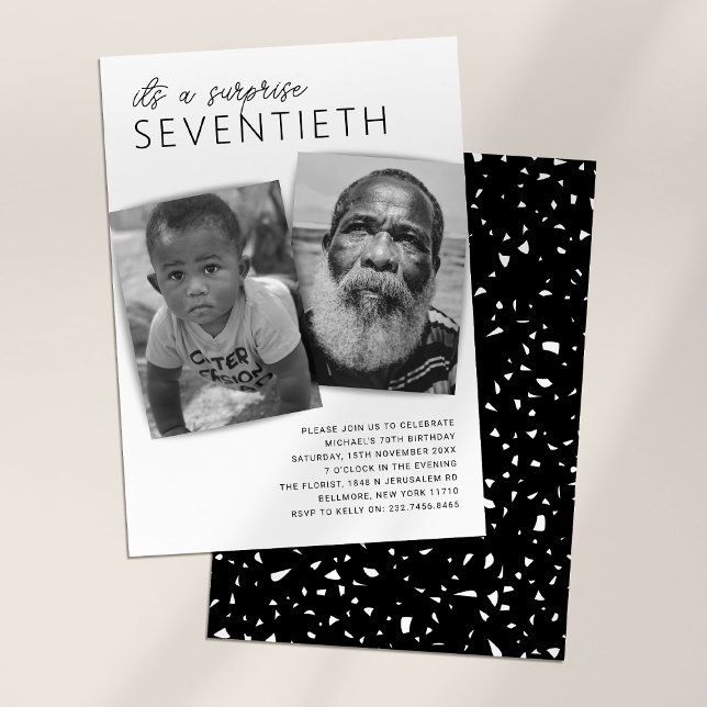 Invitation Fête d'anniversaire 70 ans surprise photo moderne  (Créateur téléchargé)