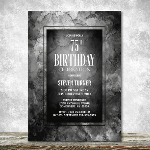 Invitation Fête d'anniversaire 75 ans en pierre d'ardoise gri