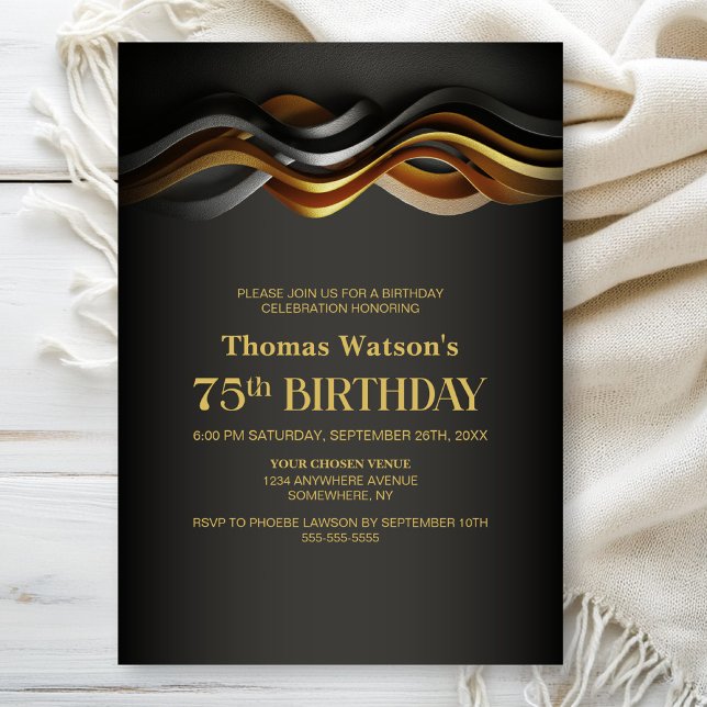 Invitation Fête d'anniversaire 75 ans Orange Moderne (Créateur téléchargé)