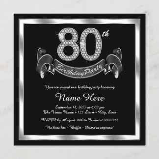 Invitation Fête d'anniversaire 80 ans argent
