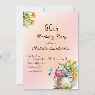 Invitation Fête d'anniversaire 80 ans de jardinage de fleurs