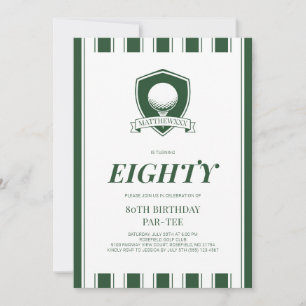 Invitation Fête d'anniversaire 80 ans Elegant Green Men Golf