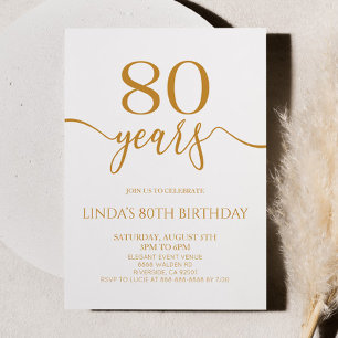 Invitation Fête d'anniversaire 80 ans élégante minimaliste ch
