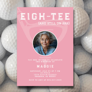 Invitation Fête d'anniversaire 80 ans Golf Femme Photo Rose