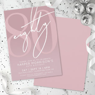 Invitation Fête d'anniversaire 80 ans Mauve Rose