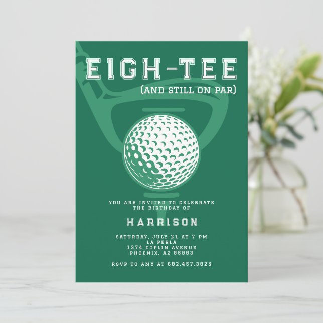 Invitation Fête d'anniversaire 80 ans Moderne Humour de golf  (Debout devant)